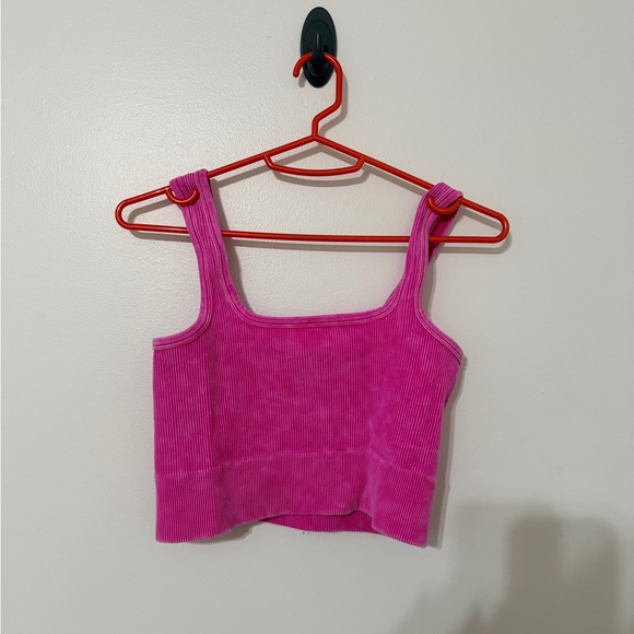 Zenana Outfitters Pink Ribbed Crop Top - Picture 2 of 3